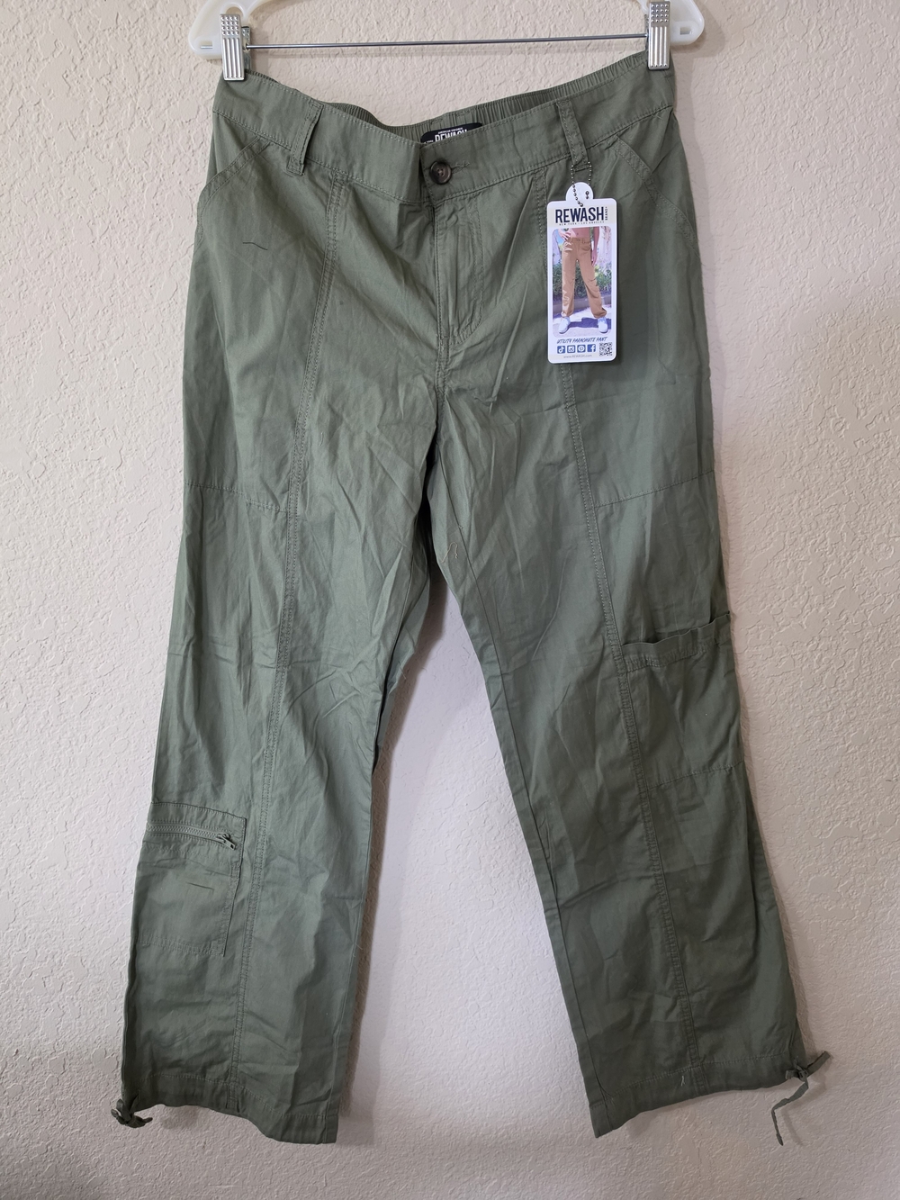 NWT Rewash Olive Green Utility Parachute Cargo Pants Size 7